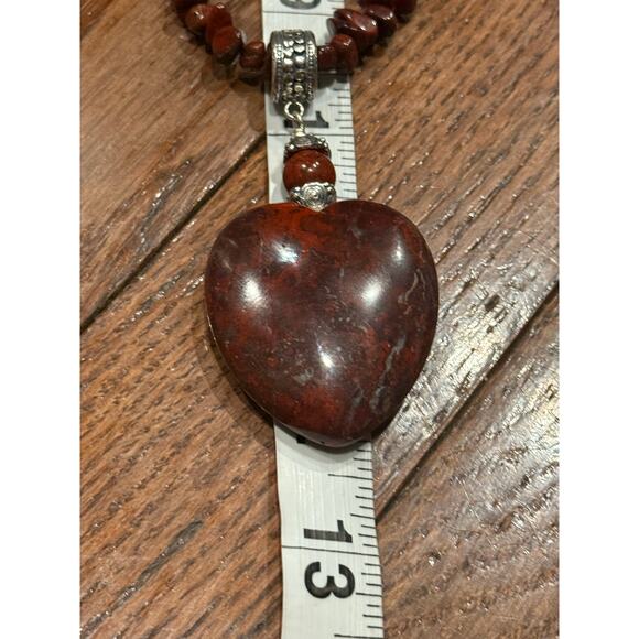 Vintage Jay King Mine Finds DTR 925 Silver Red Jasper Heart Pendant Necklace - Picture 9 of 14